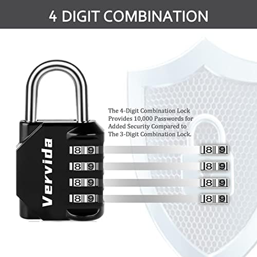 Vervida Combination Lock Resettable 20 Pack 4 Digit Outdoor Waterproof Combo ...