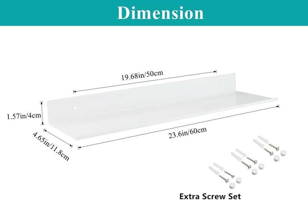Z metnal White Floating Shelves, Wall Shelf, Metal Square Shelf for Display C...
