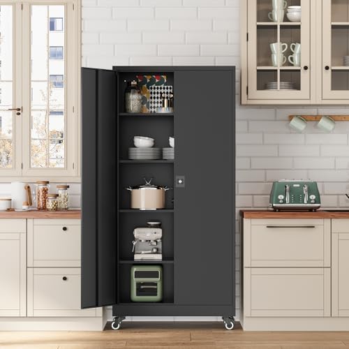 Fesbos Metal Rolling Storage Cabinet-74.6” Tall Steel File Cabinets with Whee...