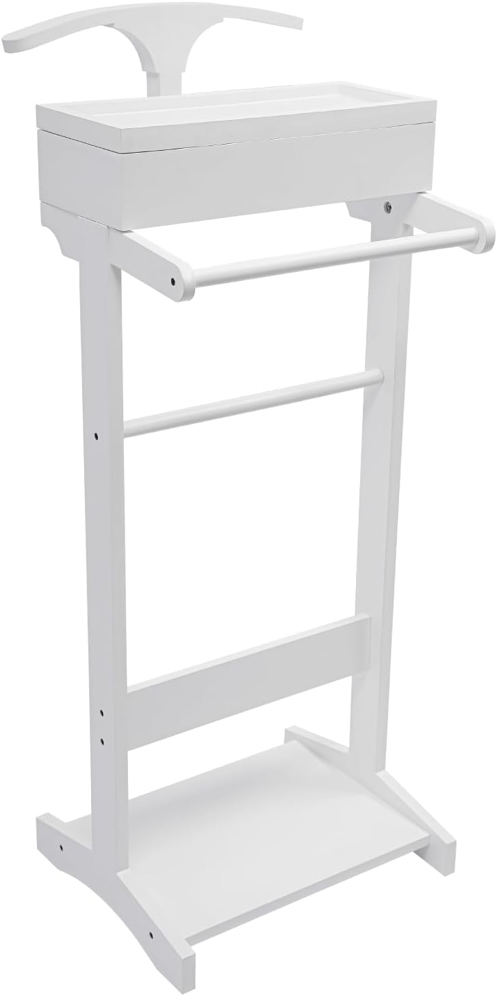 Valet Stand for Man & Women, Wood Suit Rack Suit Valet Stand with Top Tray