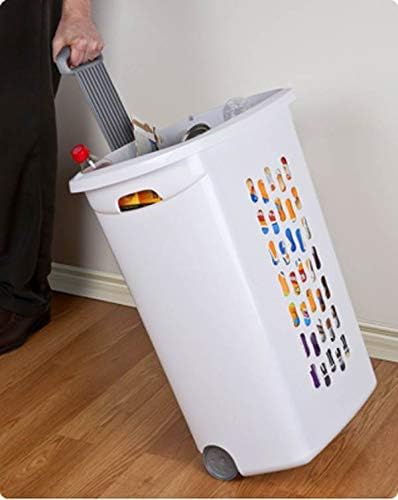 Sterilite Ultra Wheeled Laundry Hamper with Lid, Handle and Wheels for Easy R...