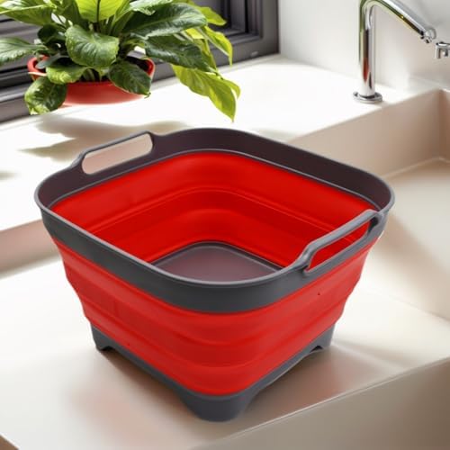 SAMMART 10L (2.64 Gallon) Collapsible Dishpan with Draining Plug - Foldable W...