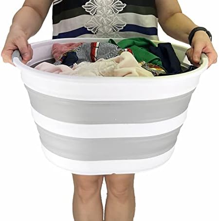 SAMMART 23L (6 Gallons) Set of 2 Collapsible Plastic Laundry Basket - Oval Tu...