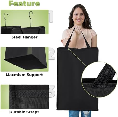 FENTEC Hanging Laundry Hamper，2 Pack Black Hanging Laundry Basket
