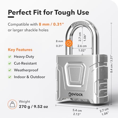 Outdoor Combination Lock, Weatherproof, Large Heavy Duty Padlock