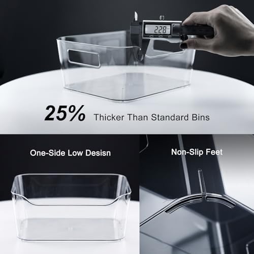 Hudgan 12 Pack Pantry Storage Bins for Kitchen Cabinet, Clear Plastic Organiz...