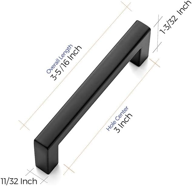 Ravinte Matte Black Cabinet Handles Solid Cabinet Pulls, 3 Inch CC, 50 Pack