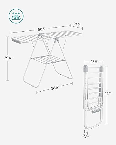 SONGMICS Clothes Drying Rack, Foldable Space-Saving Laundry Drying Rack