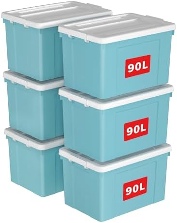 Cetomo Lidded Storage Bin with Handle, Tote Organizing Container with Wheels,...