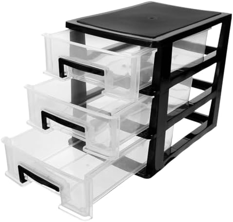 Angoily 3 Tier Plastic Drawer Type Closet, Plastic Home Office Storage Organi...