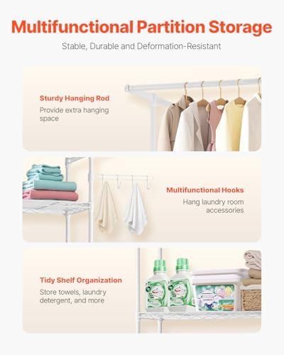 VEVOR Over the Washer and Dryer Storage Shelf, 3 Tier Laundry Room Drying Rac...