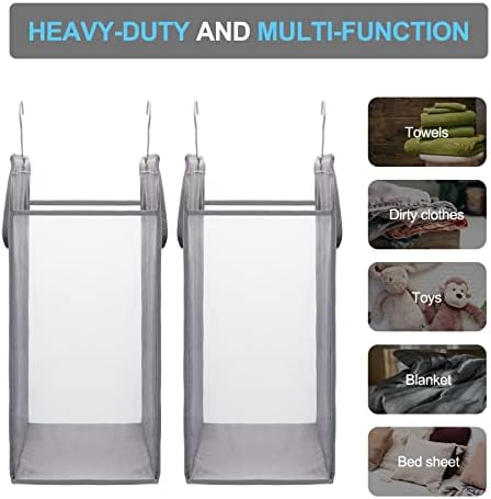 FENTEC Hanging Laundry Hamper，2 Pack Grey Hanging Laundry Basket