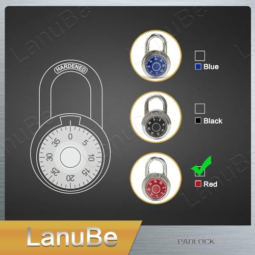 LanuBe Lock Standard Dial Combination Padlock 16 Pack Wide 2-in Red Dial