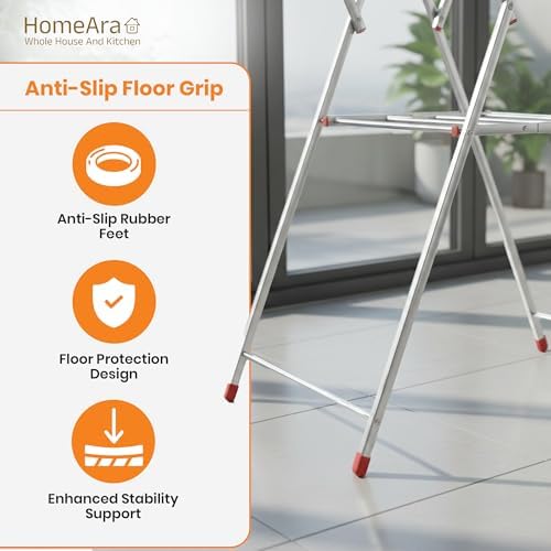 Heavy Duty Foldable Stainless Steel Cloth Drying Stand – 3 Tier Mirror Finish...