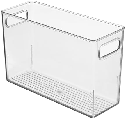 iDesign Tall Plastic Storage Bin with Handles, Set of 4, Clear
