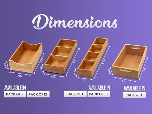 YBM Home Bamboo Storage Boxes with Handle, Organization Storage for Kitchen, ...