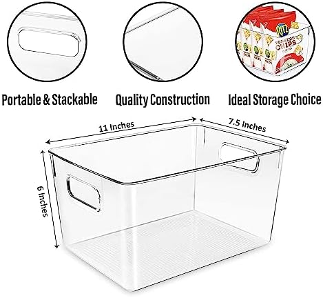 Clear Plastic Storage Bins, Pantry Organizers and Storage or Kitchen Organiza...