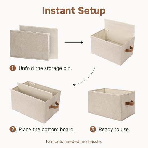 StorageWorks Closet Storage Bins, Brown & Beige, Large, 3-Pack