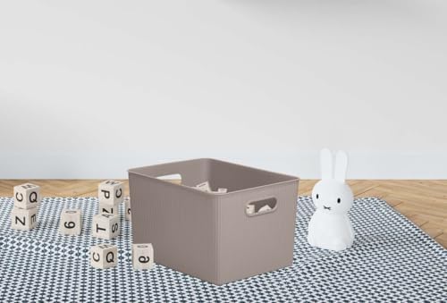 Decorative Plastic Basket Open Home Storage Bins Organizer, X-Large Taupe (2 ...