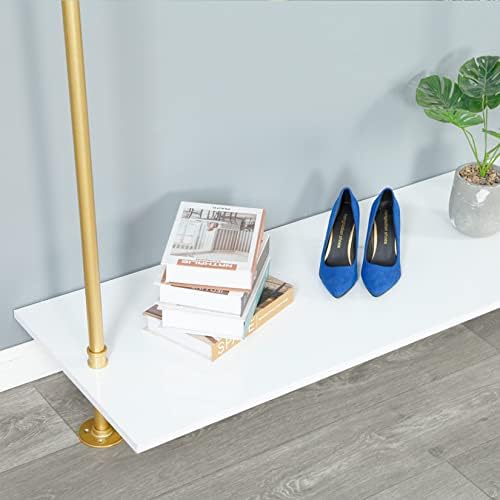 Modern Simple 2 Tier Metal and Wood Garment Rack,Industrial Pipe Double Hangi...