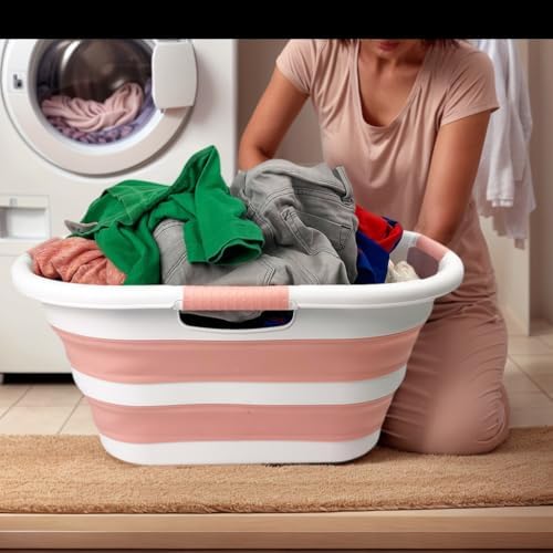 SAMMART 40L (10.5 gallon) Set of 2 Collapsible Plastic Laundry Hamper - Folda...