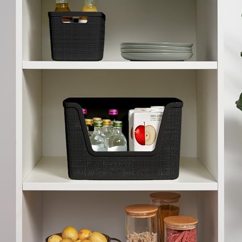Curver Set of 4 Large 18L Easy Access Jute Decorative Plastic Organization an...