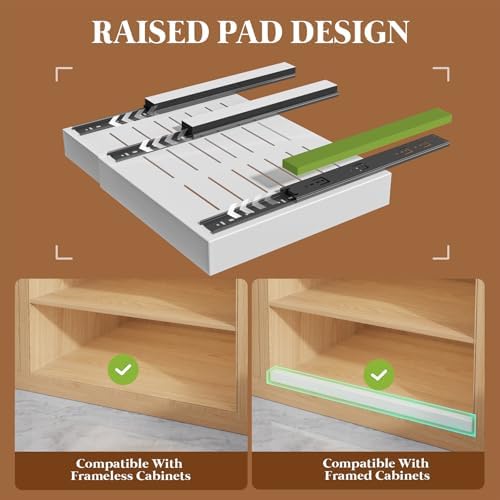 Seinloes 4 Pack Expandable Pull Out Cabinet Organizer 21"Deep With Raisi...