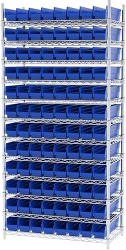 Akro-Mils 30128 Heavy Duty Plastic Shelf Bins, 18"x 4"x 4", Bl...