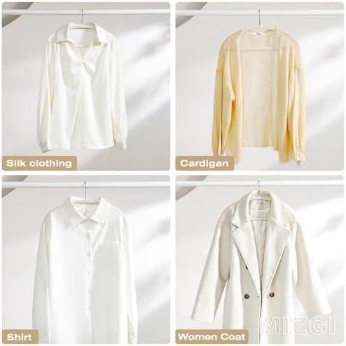MIZGI 50 Pack Ivory Velvet Hangers - No Shoulder Bumps, Heavy Duty Non-Slip C...