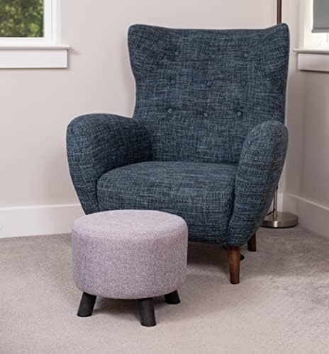 BIRDROCK HOME Grey Linen Foot Stool Ottoman – Soft Compact Round Padded Seat ...