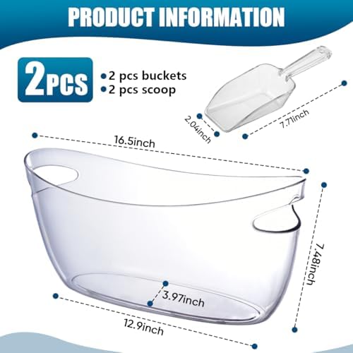 OBTANIM 2 Pack Clear Acrylic Ice Buckets Large Champagne Drink Cooler Storage...