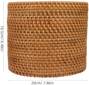 Mikikit Rattan Fruit Storage Basket 7.87 X 7.87 X 6.49 in Round Wicker Basket...