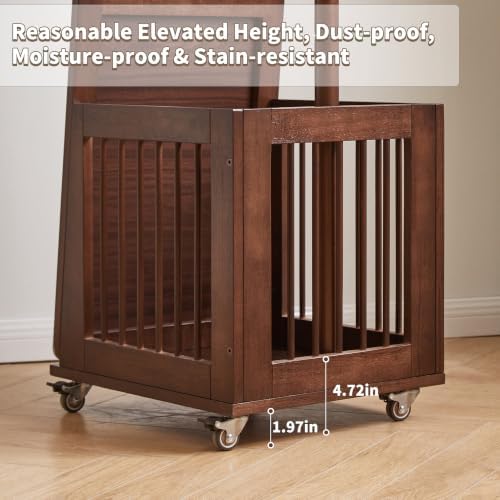 Solid Wood Rolling Coat Rack full length mirror with Storage Basket, Freestan...