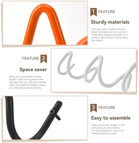 Coat Rack Wall Mount, Creative Wave Wall Hooks 20KG Capacity, Easy Installati...