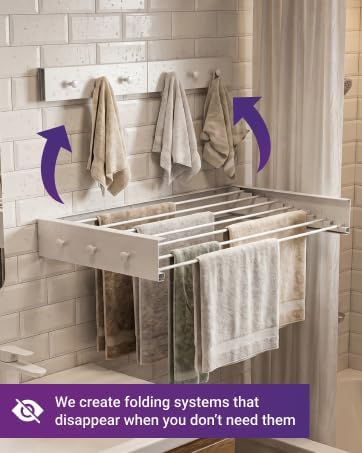 Wall Mounted Clothes Drying Rack - 31.5" Foldable Clothes Drying Rack Wa...