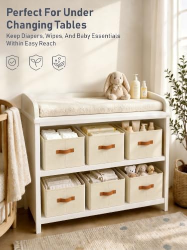 6 Pack Large Closet Storage Baskets Bins for Shelves, Collapsible Fabric Clos...