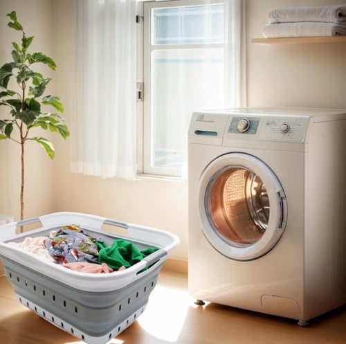 SAMMART 42L (11 gallon) Collapsible Plastic Laundry Basket - Foldable Pop Up ...