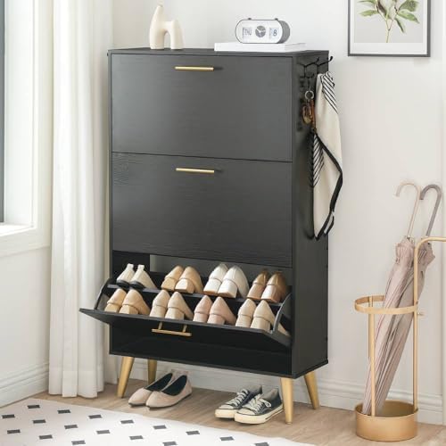 HOOBRO Shoe Cabinet, Shoe Storage Cabinet for Entryway, Hidden Shoe Cabinet w...