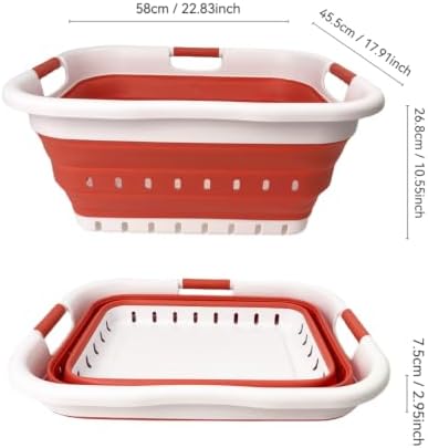 SAMMART Pack of 2 Collapsible Plastic Laundry Basket & Clothes Hamper, Co...