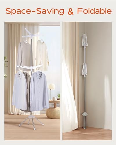 CASAMAYA Clothes Drying Rack Foldable, 74.8 inch 2 Tier Laundry Drying Rack w...