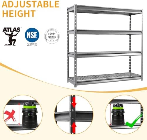 The Atlas 72" W Heavy Duty Garage Shelving Load 8000 Lbs, 4 Tier Metal S...