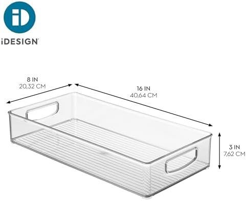 iDesign Stackable Clear Plastic Extra Long Pantry Organizers, 4-Pack