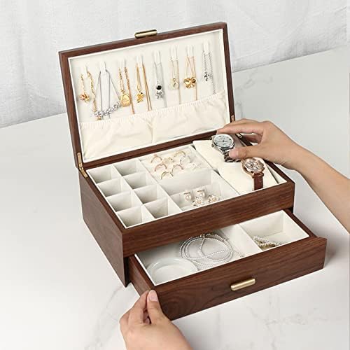 High-end Solid Wood Jewelry Storage Box Ladies Retro Wooden Necklace Jewelry ...