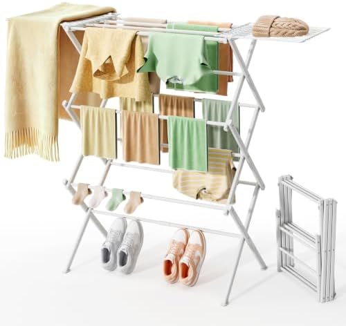 REALINN Foldable Clothes Drying Rack, Expandable Portable Indoor Outdoor