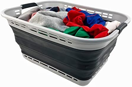 SAMMART 42L (11 Galloons) Collapsible Plastic Laundry Basket - Foldable Pop U...