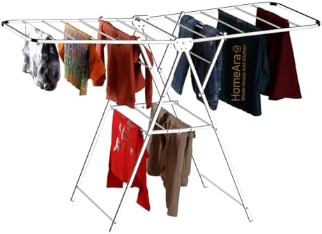 Heavy Duty Foldable Stainless Steel Cloth Drying Stand – 3 Tier Mirror Finish...