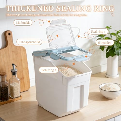 Airtight Dog Food Storage Container (2-Pack), 11.86 Gal Large Pet Food Storag...