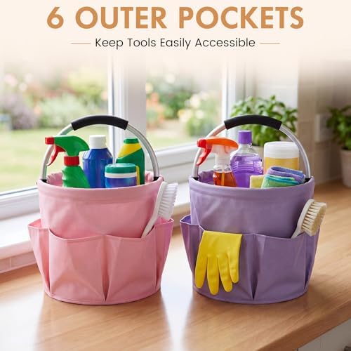 LemonRoad 10 Pack Cleaning Caddy with Handle Bulk 17L Collapsible Cleaning Su...