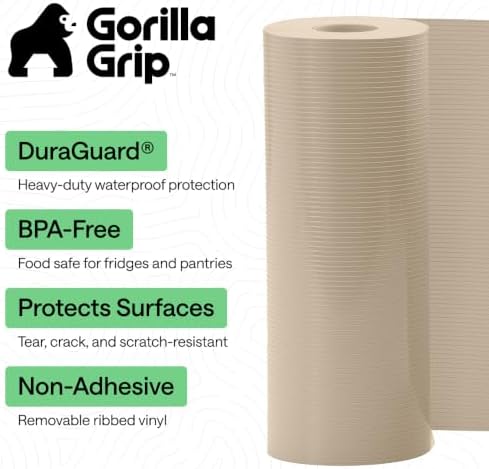 GORILLA GRIP Shelf Liner, Non-Adhesive Cabinet Liners, 20"x30' Beige