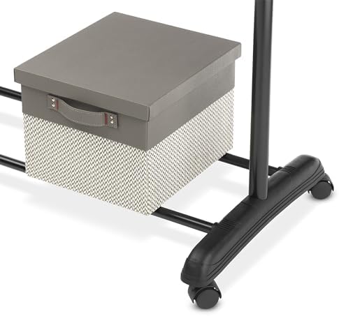 Whitmor Adjustable Garment Rack with Wheels, Rolling Clothes Rack for Hanging...